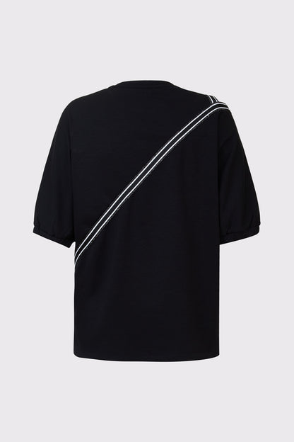 Viscose-polyester-elastane sweatshirt with diagonal stripes (1/2 sleeves)