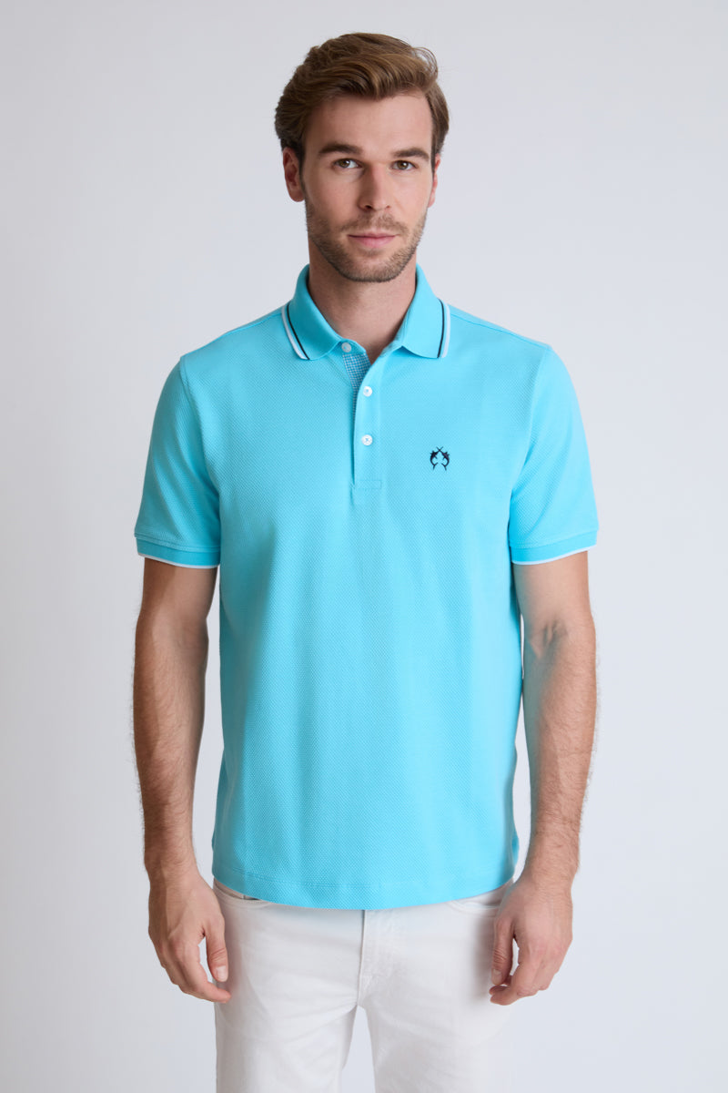 Herren Polo-Shirt Piqué – Baumwolle-Elasthan, modern – turqoise #Farbe_82000 turqoise