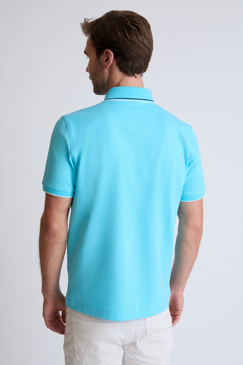 Herren Polo-Shirt Piqué – Baumwolle-Elasthan, modern – turqoise #Farbe_82000 turqoise