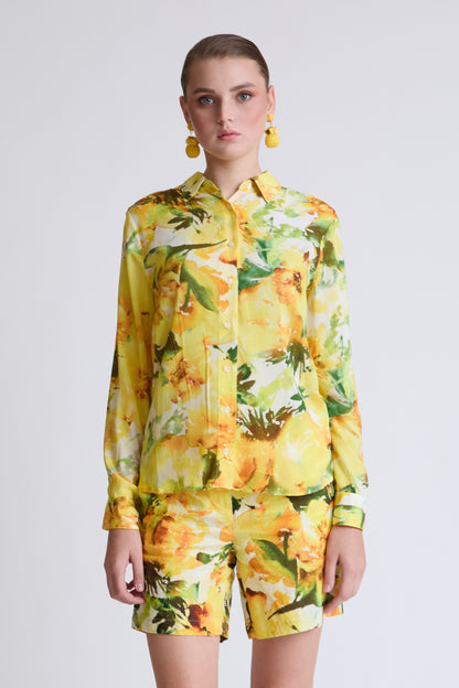 Bluse mit Floralprint und klassischem Hemdkragen (1/1 Arm)