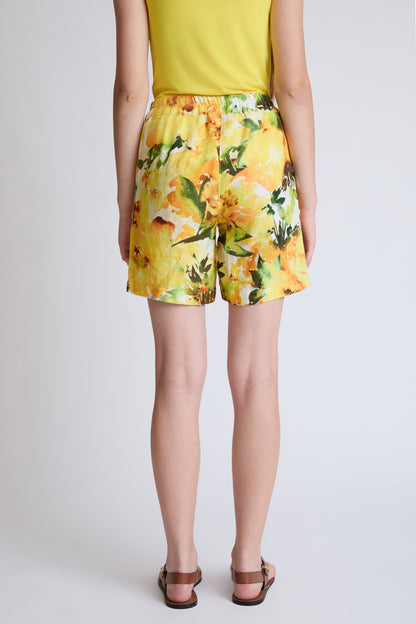 Shorts aus reinem Leinen mit Floralprint