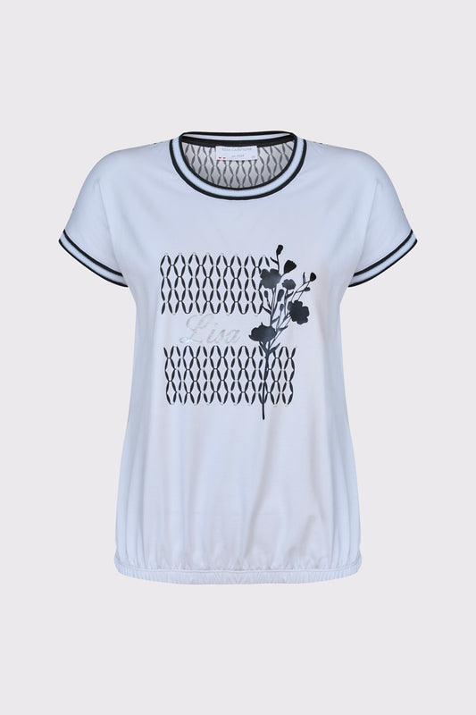 T‑Shirt aus Baumwolle‑Modal‑Elasthan mit grafischem Print (1/4 Arm, DOB T‑Shirt)