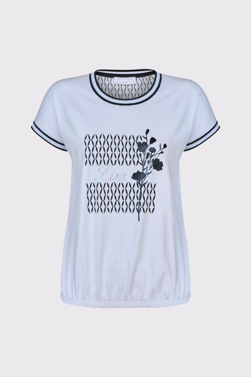Cotton-modal-elastane T-shirt with graphic print (1/4 sleeve, women's T-shirt)
