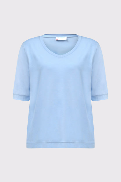 V-neck T-shirt in bamboo viscose and elastane