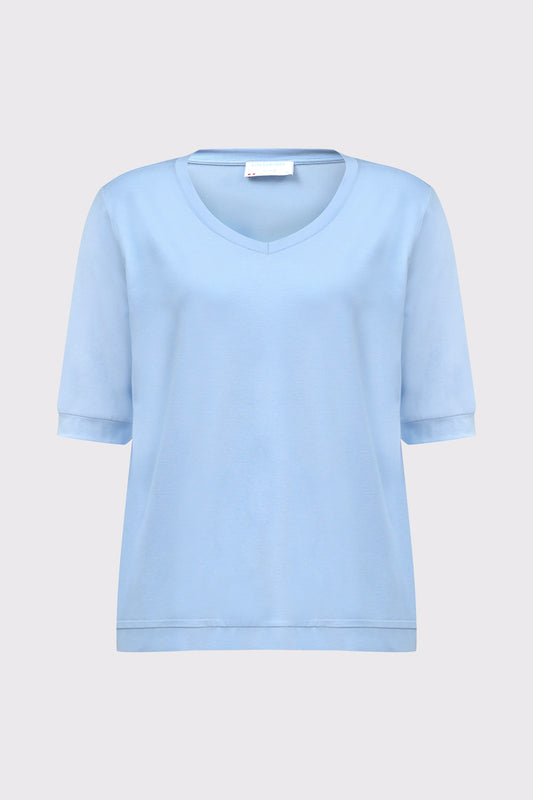 V-neck T-shirt in bamboo viscose and elastane