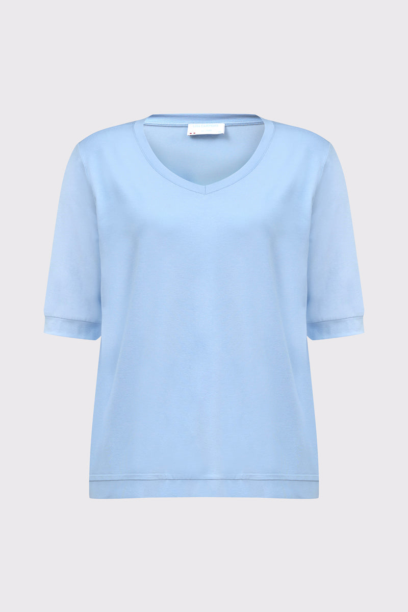 T‑Shirt aus Bambus‑Viskose‑Elasthan mit V‑Ausschnitt – blue #Farbe_83100 blue