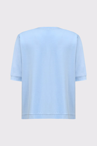 V-neck T-shirt in bamboo viscose and elastane