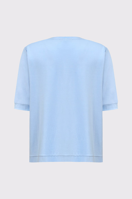 V-neck T-shirt in bamboo viscose and elastane