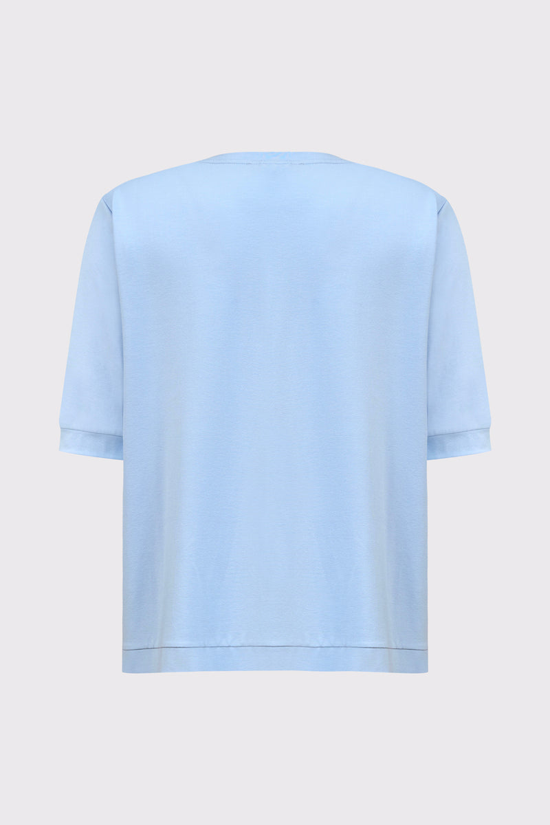 T‑Shirt aus Bambus‑Viskose‑Elasthan mit V‑Ausschnitt – blue #Farbe_83100 blue