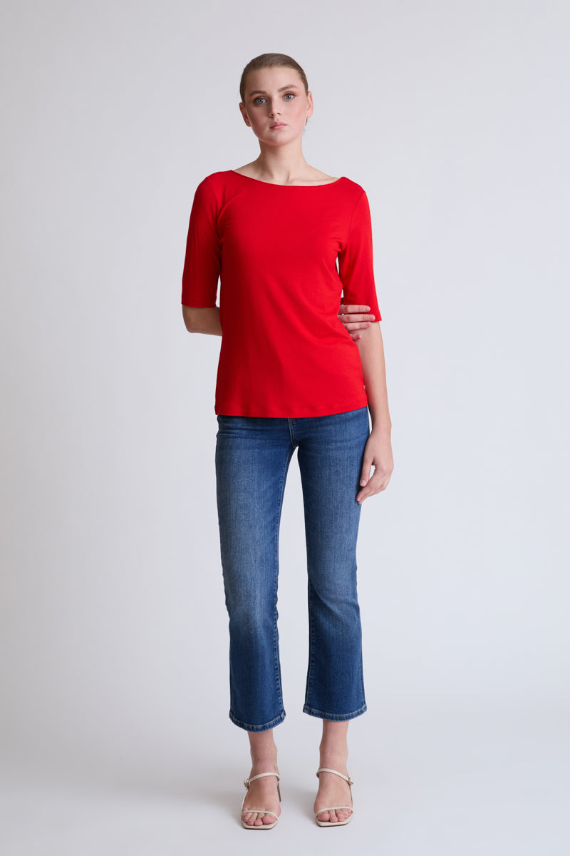 Bamboo-viscose-elastane T-shirt with a round neckline