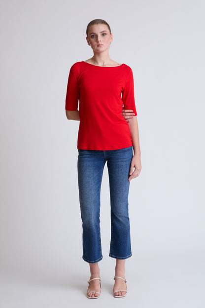 Bamboo-viscose-elastane T-shirt with a round neckline