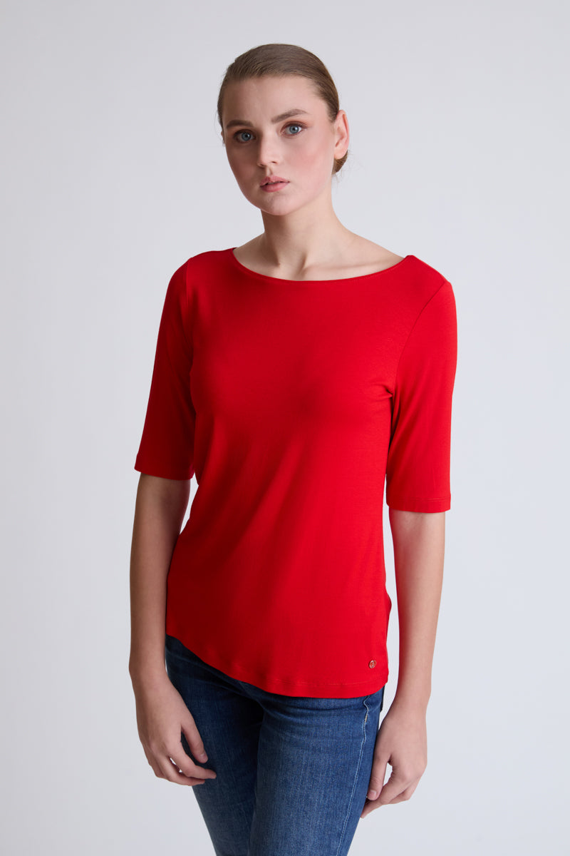 Bamboo-viscose-elastane T-shirt with a round neckline