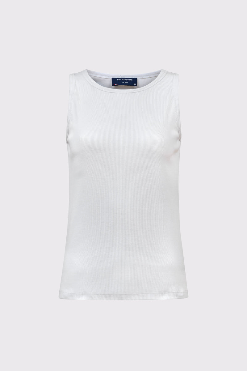 Ärmelloses Top aus Bambus‑Viskose‑Elasthan mit Rundhalsausschnitt – white #Farbe_10000 white