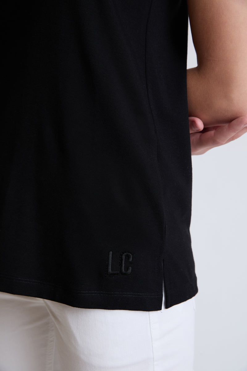 Ärmelloses Top aus Baumwolle‑Elasthan mit Rundhalsausschnitt – black #Farbe_93000 black