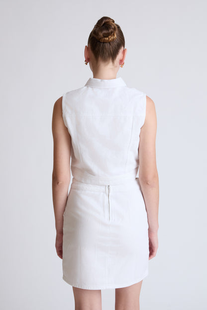 Cotton-polyamide vest with floral relief pattern