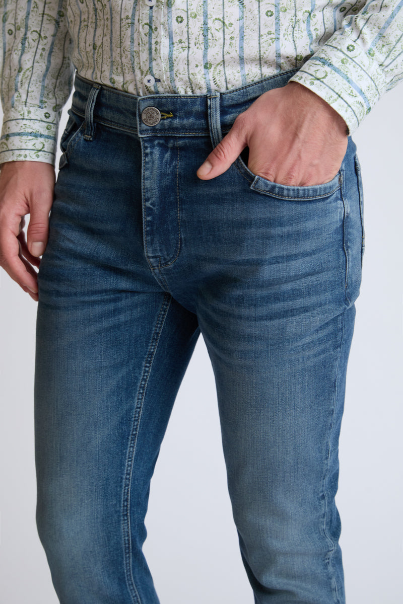 5‑Pocket‑Jeans aus Baumwoll‑Elasthan mit klassischer Waschung