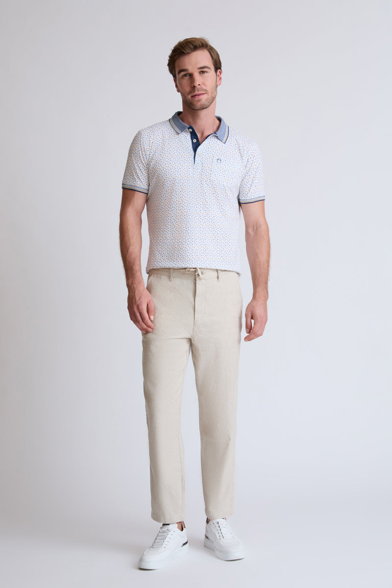 Linen-cotton trousers in a 5-pocket design with straight leg
