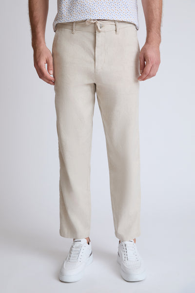 Leinen‑Baumwoll‑Hose im 5‑Pocket‑Design mit geradem Bein