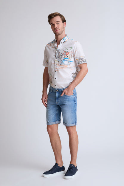 Jeans-Bermuda aus Baumwoll-Stretch
