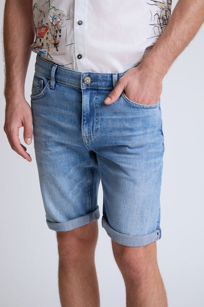 Jeans-Bermuda aus Baumwoll-Stretch