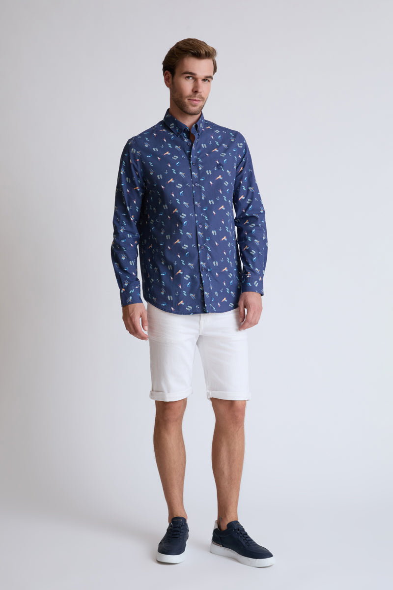Regular Fit Hemd aus 100 % Baumwolle – Turquiose Print 2 #Farbe_Turquiose Print 2