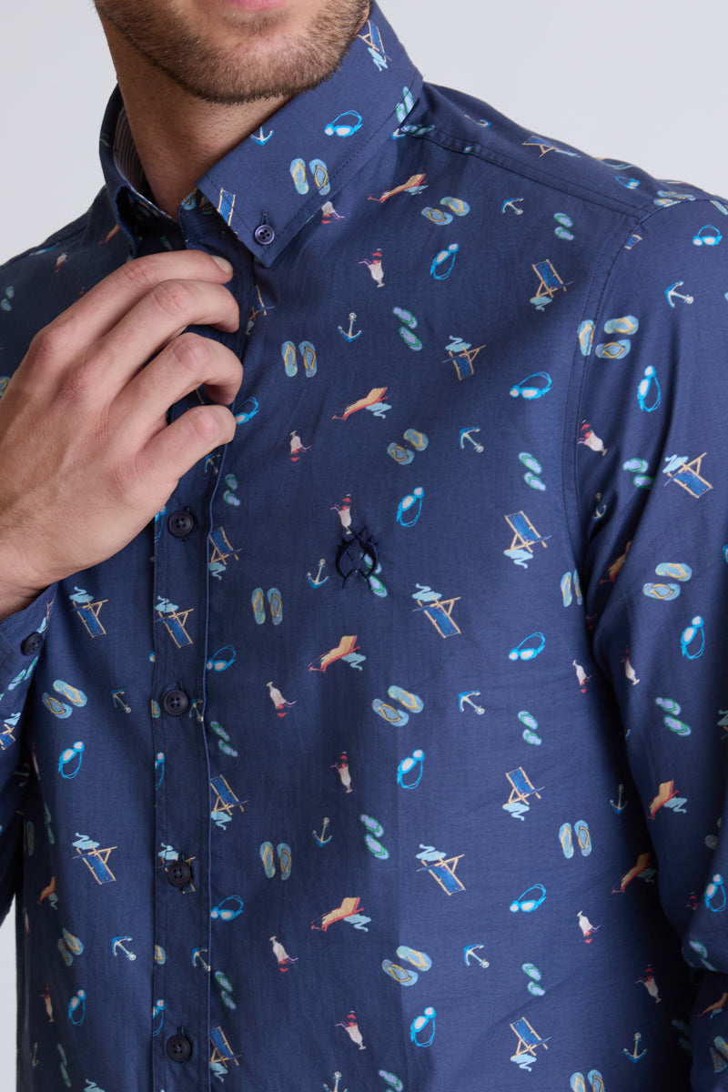 Regular Fit Hemd aus 100 % Baumwolle – Turquiose Print 2 #Farbe_Turquiose Print 2