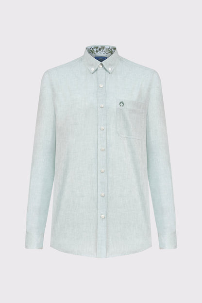 Button-Down-Hemd aus Baumwolle-Leinen – Sommerhemd Regular Fit