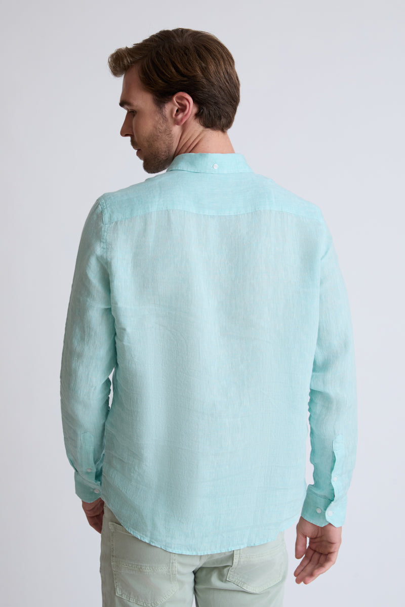 Herrenhemd aus 100% Leinen mit Modern Fit. Atmungsaktiv, leicht und ideal für stilvolle Sommer- und Casual-Looks – mint mel. #Farbe_50701 mint mel.