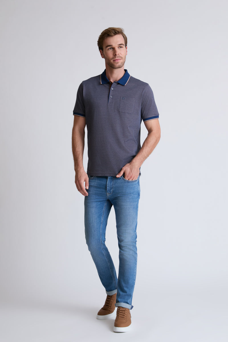 Claudio Campione Baumwoll-Polo mit Strukturmuster