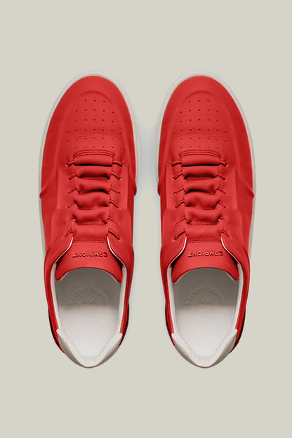 Leather sneakers with concealed lacing.