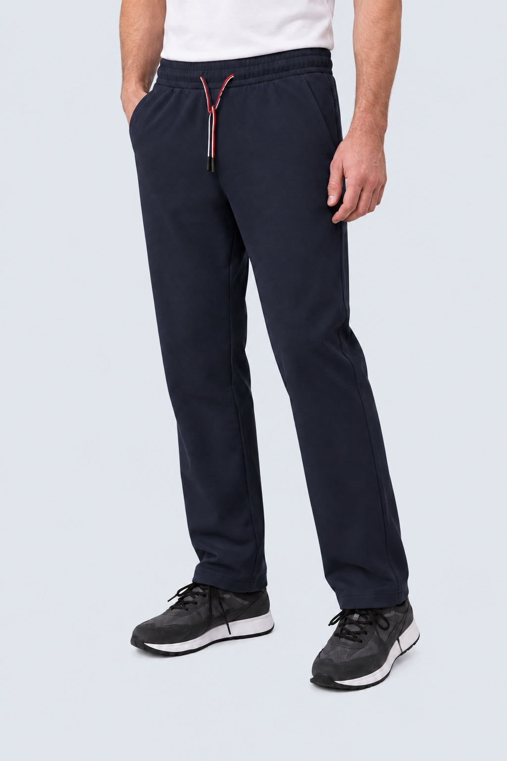 Hose aus Funktions‑Materialmix mit elastischem Bund und Tunnelzug in navy, Ansicht 2