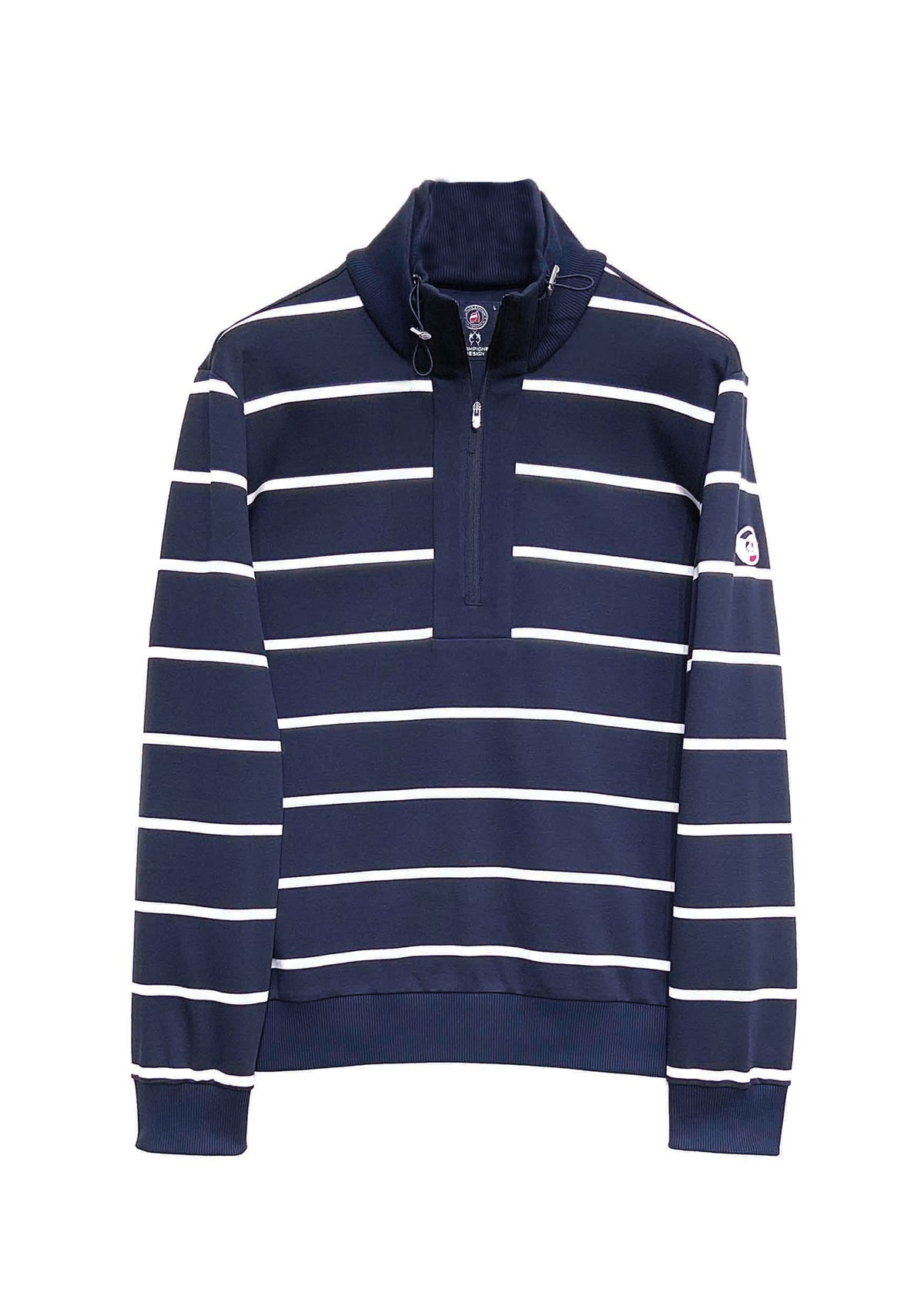 Sweatshirt aus reiner Baumwolle mit Stehkragen und Streifenm – 85441