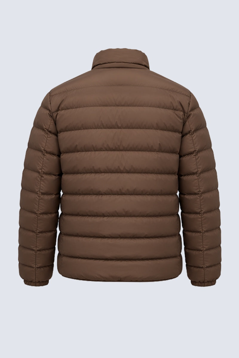 Steppjacke aus Polyester mit Stehkragen in cappuccino