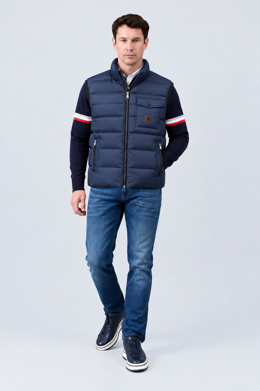 Steppweste aus Polyester mit Stehkragen in navy