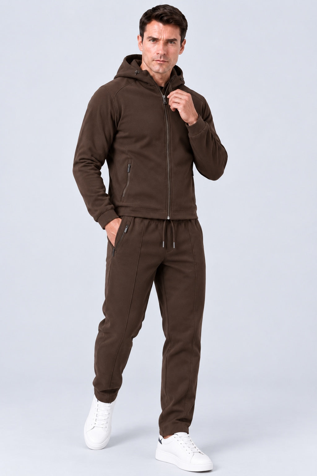 Sweat‑Hose aus Baumwoll‑Mix mit Komfortbund in chocolate, Ansicht 2