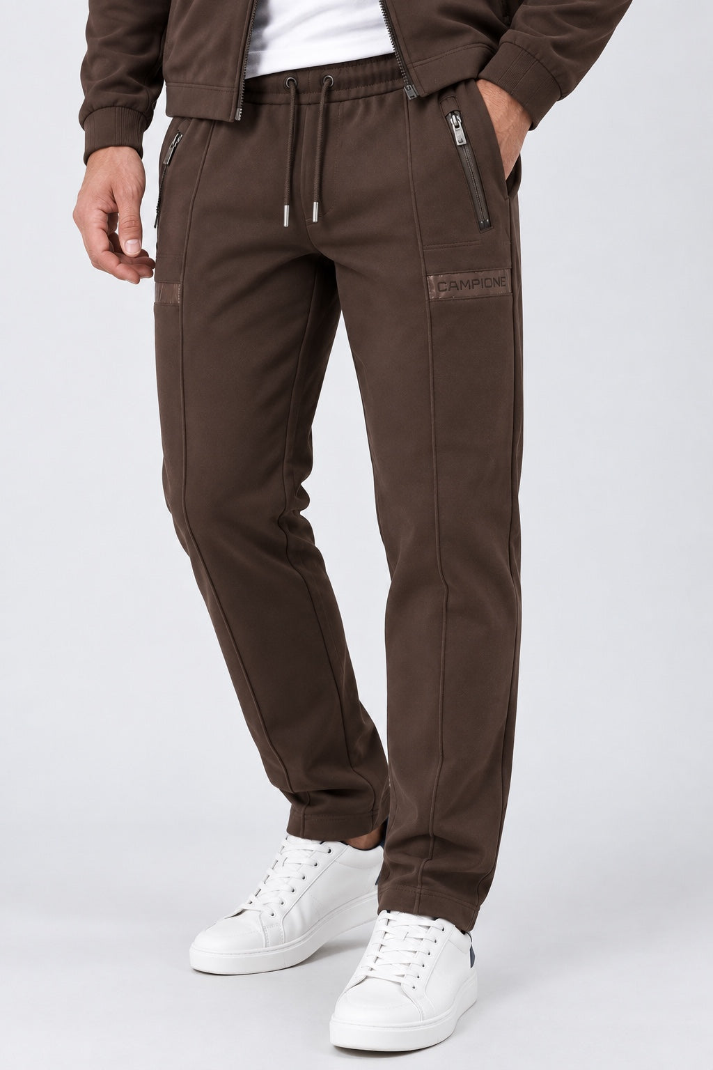 Sweat‑Hose aus Baumwoll‑Mix mit Komfortbund in chocolate, Ansicht 4