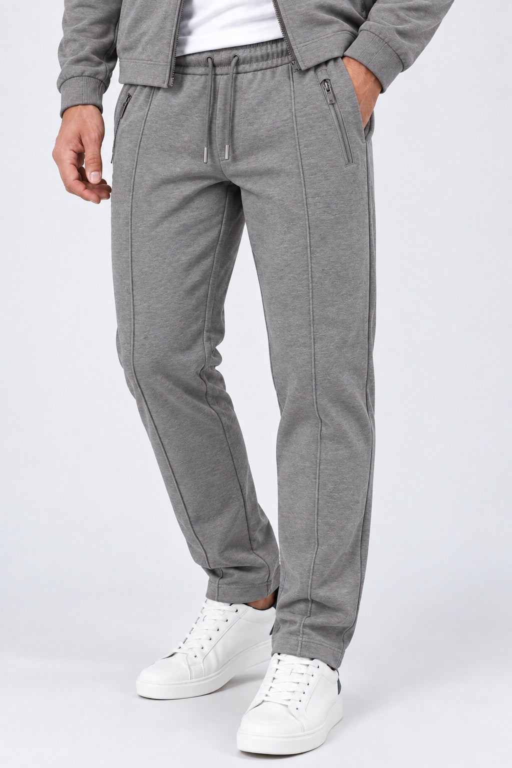 Sweat‑Hose aus Baumwoll‑Mix mit Komfortbund in cappuccino mel, Ansicht 3