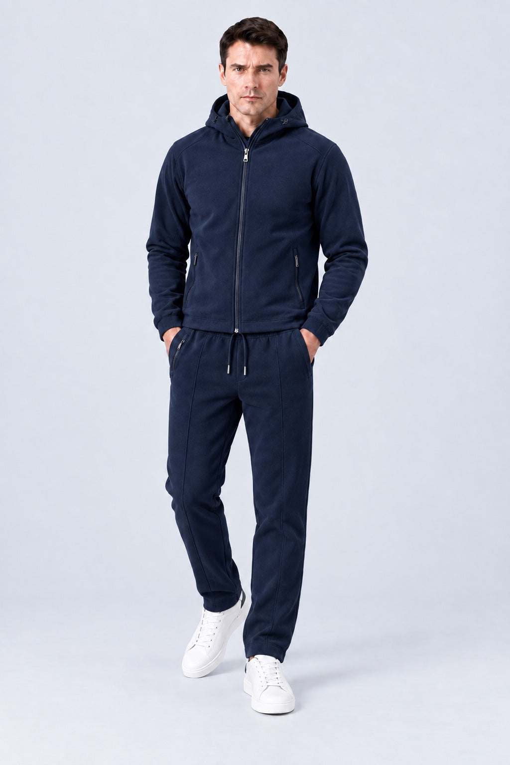 Sweat‑Hose aus Baumwoll‑Mix mit Komfortbund in navy