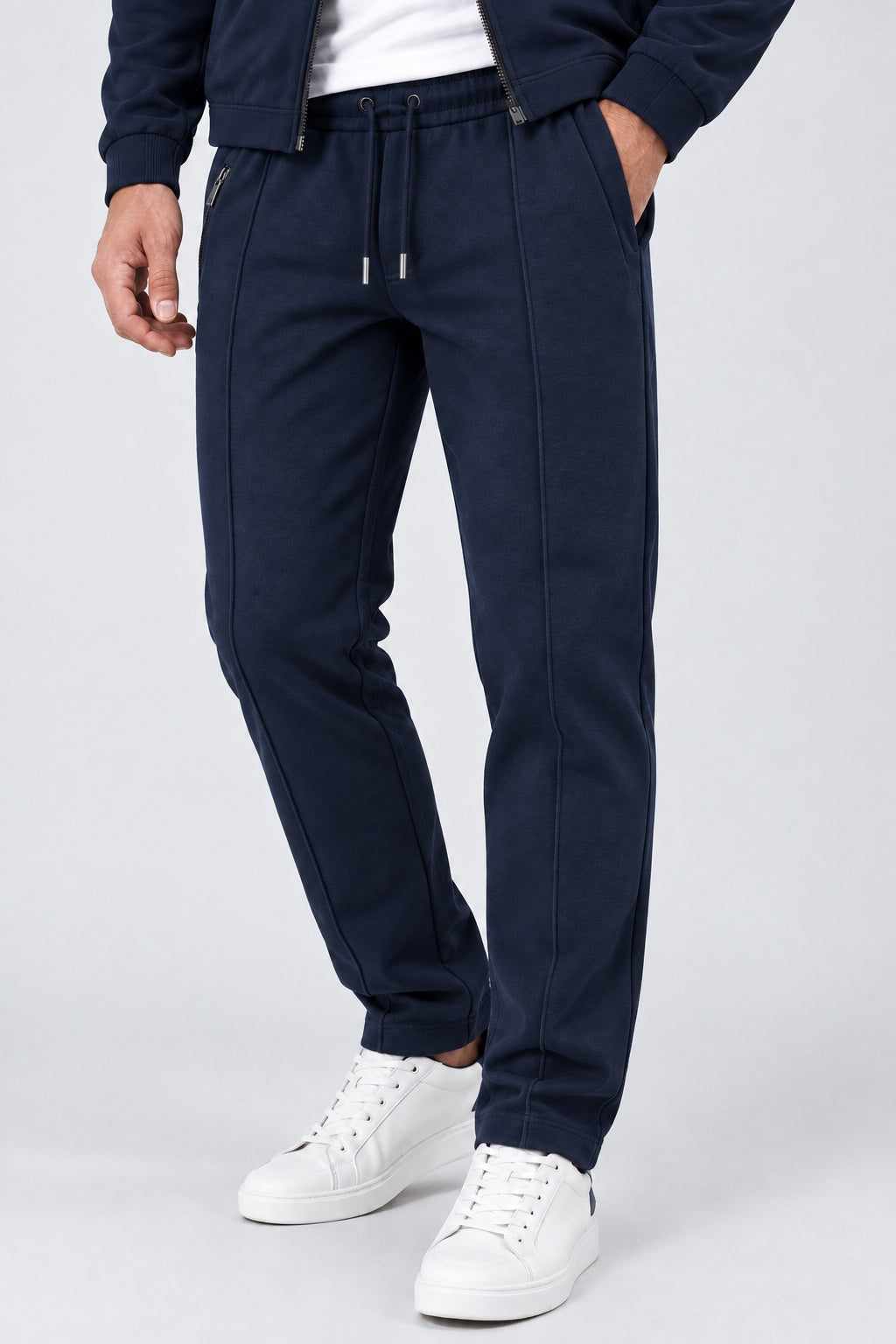 Sweat‑Hose aus Baumwoll‑Mix mit Komfortbund in navy, Ansicht 3