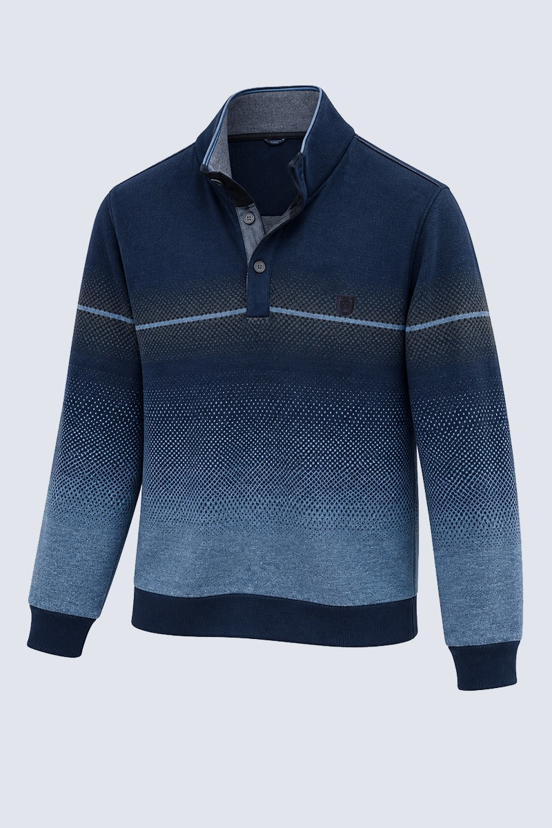 Sweatshirt mit Stehkragen und Farbverlauf‑Strukturmuster in navy combi 1