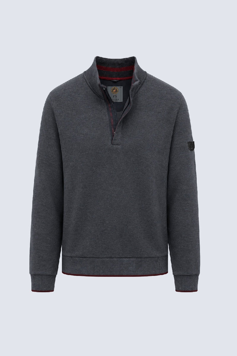 Sweatshirt mit Stehkragen und Reißverschlussdetail in anthra mel.