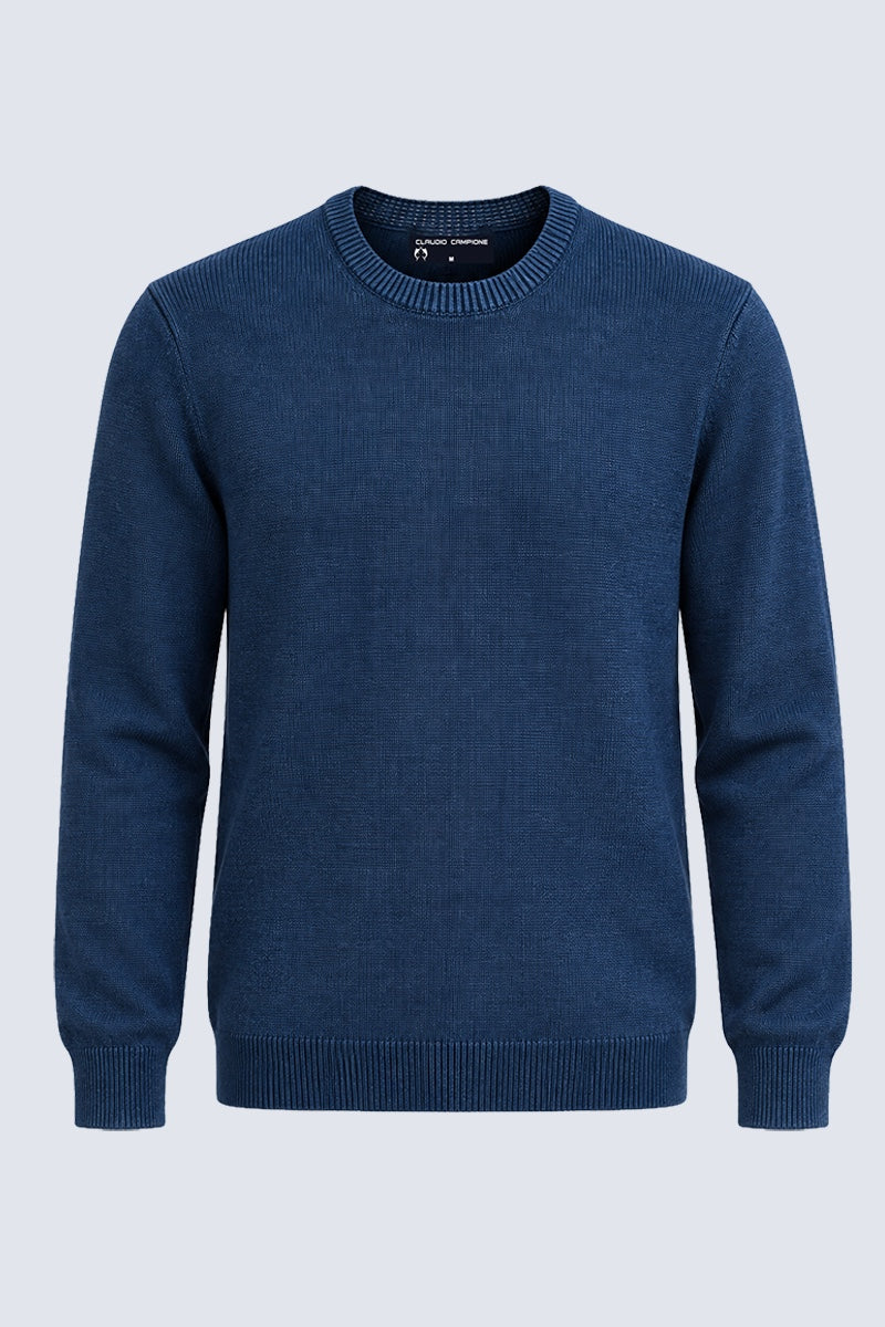 Pullover aus Baumwoll-Acryl-Mix mit Rundhalsausschnitt in retro blue, Ansicht 2