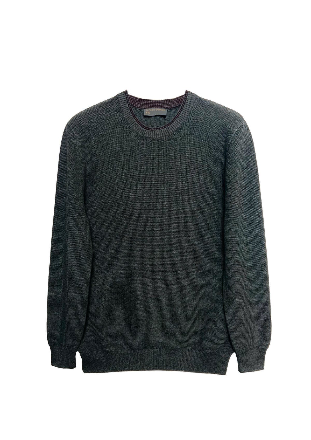 Pullover aus Baumwoll-Acryl-Mix mit Rundhalsausschnitt in anthra mel.
