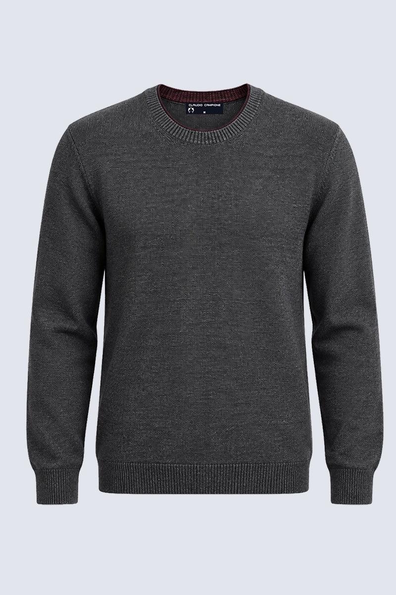 Pullover aus Baumwoll-Acryl-Mix mit Rundhalsausschnitt in anthra mel., Ansicht 2
