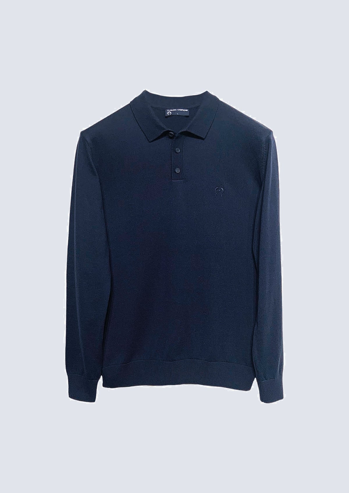 Strick‑Polo aus Baumwoll‑Acryl‑Mix mit Langarm – 85400