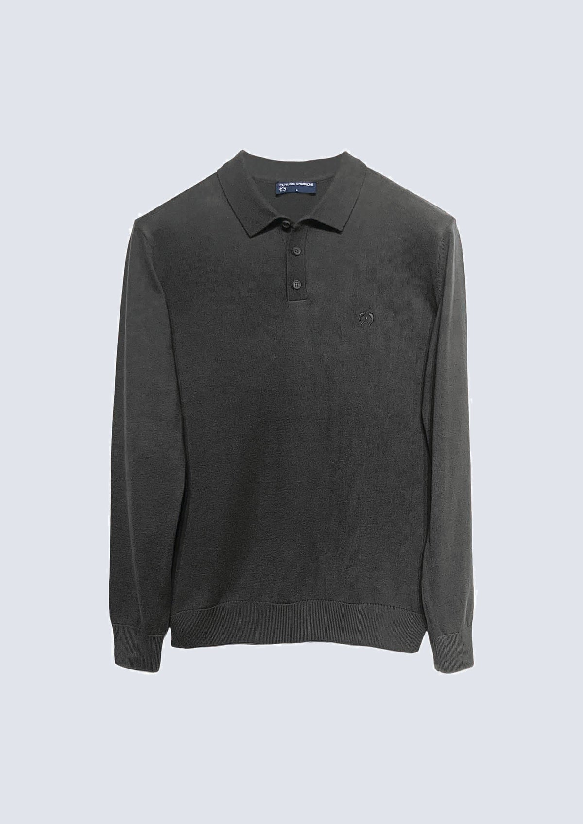 Strick‑Polo aus Baumwoll‑Acryl‑Mix mit Langarm – 91901