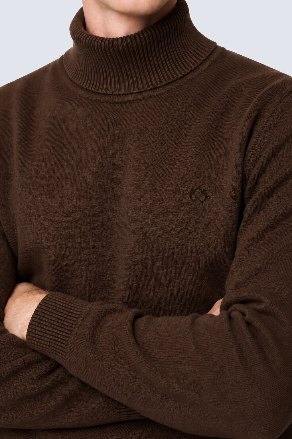 Feinstrick‑Pullover mit Rollkragen aus Baumwoll‑Acryl‑Mix in brown mel, Ansicht 3