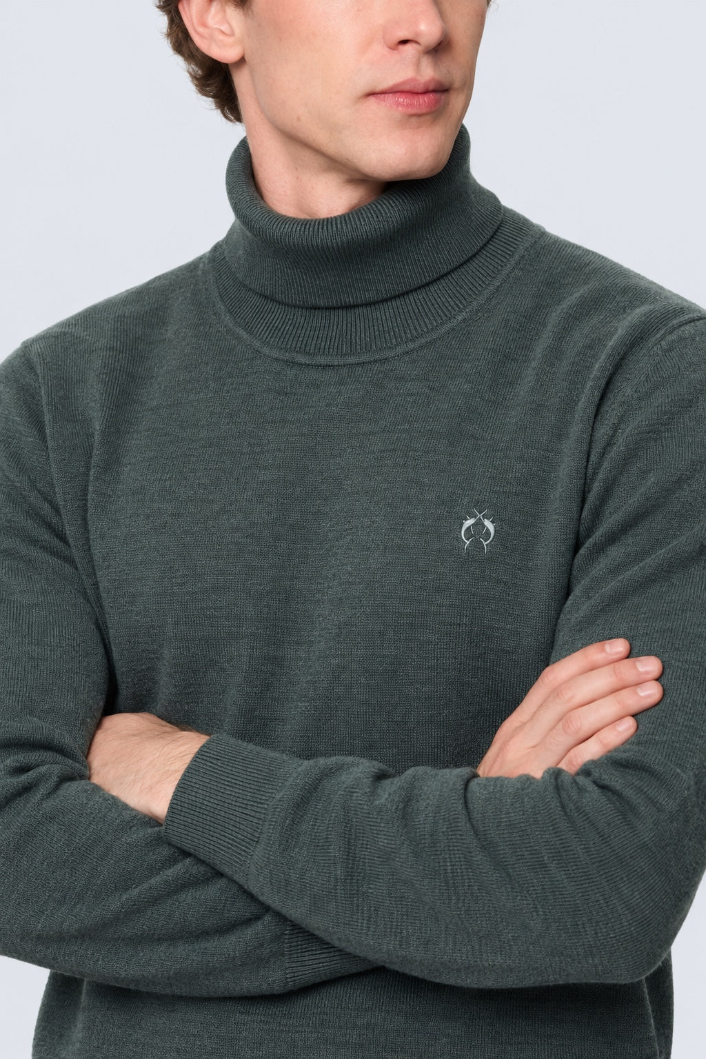 Feinstrick‑Pullover mit Rollkragen aus Baumwoll‑Acryl‑Mix in anthra mel., Ansicht 3