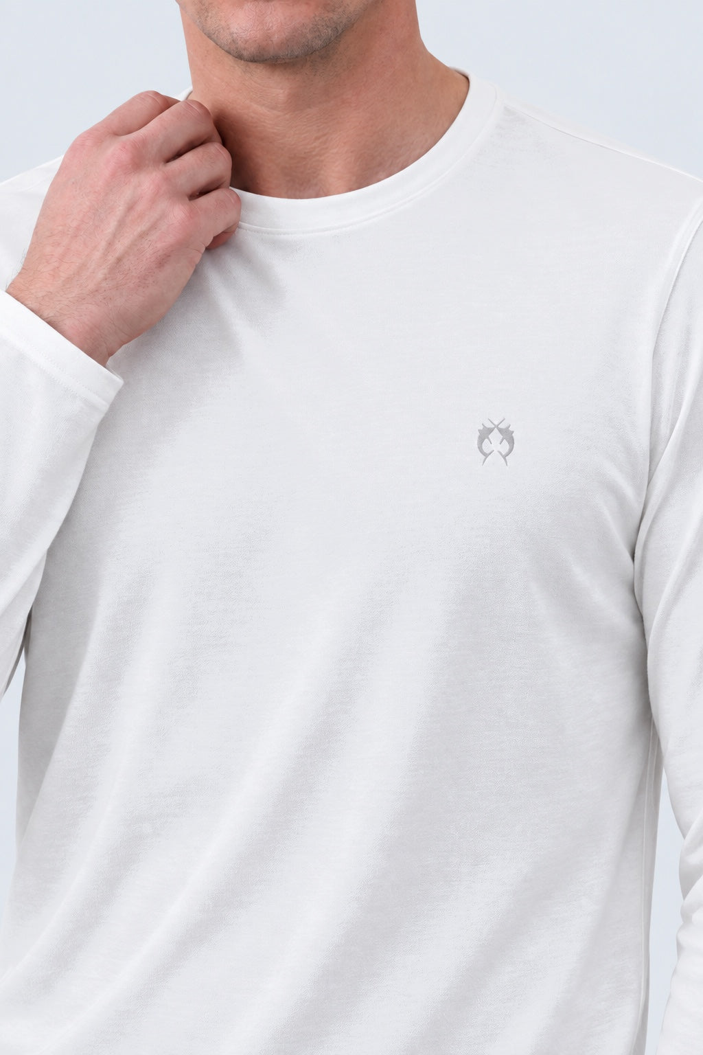 Langarm‑T‑Shirt aus Modal‑Baumwoll‑Mix mit Rundhalsausschnitt in off white, Ansicht 3