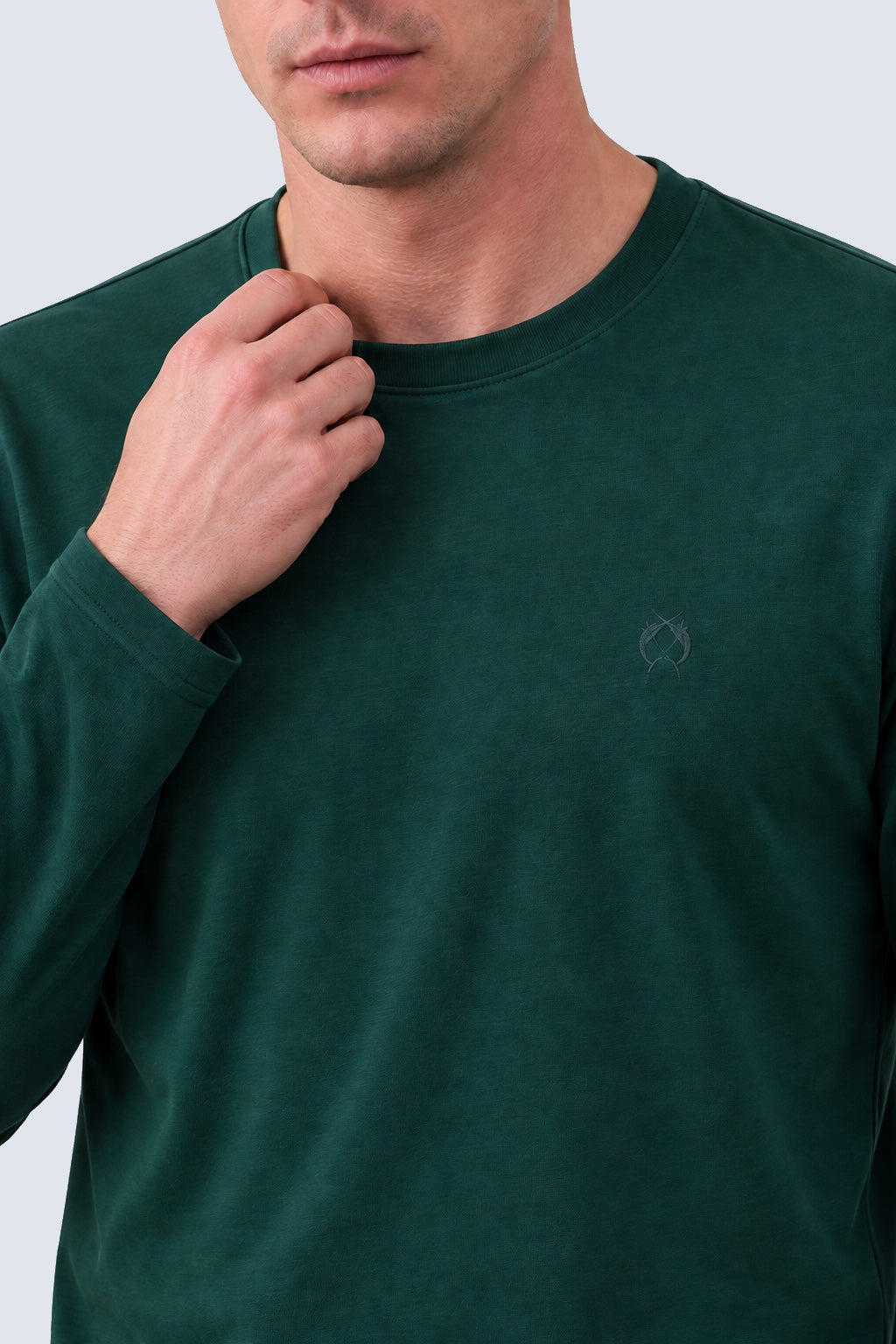 Langarm‑T‑Shirt aus Modal‑Baumwoll‑Mix mit Rundhalsausschnitt in retro blue, Ansicht 3